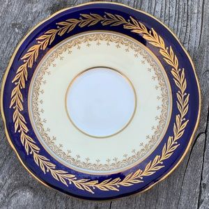 Aynsley Saucer Only Gold Leaves Cobalt Blue, C165